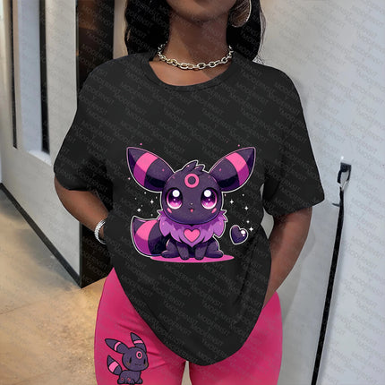2026 Summer New Pokemon Cotton T Shirt Pikachu Front Print Yellow Red Cheeks Design Loose Fit Women Casual