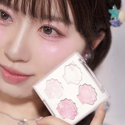 Shell Eyeshadow Palette Sparkling Pearlescent Glitter Eye Shadow Plate Diamond Highlight Eye Makeup Cosmetic for Autumn Winter