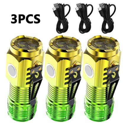 Ultra Powerful Flashlight 3Core LED Mini Tactical Flashlight USB Rechargeable High Power LED Torch With Magnet Hand Lamp Gift