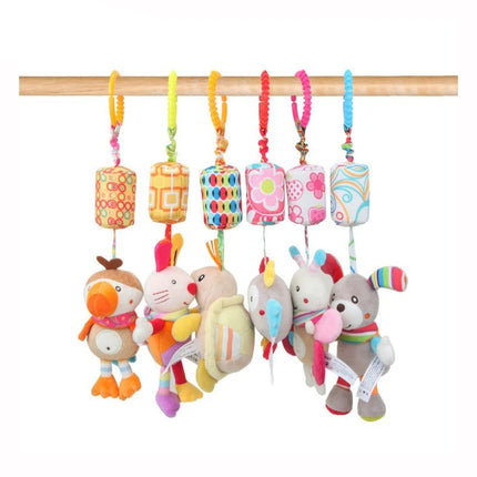 Baby Sensory Hanging Rattles Soft Learning Toy Plush Animals Stroller Infant Car Bed Crib with Teether for Babies Toddlers