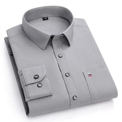 100% Pure Cotton Men's Shirts Long Sleeve Solid Soft Regular Fit Formal Dress Shirt Social Blouse Male Clothes 6XL 7XL