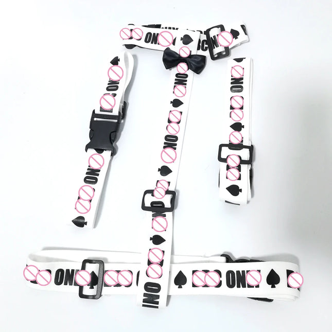 Spade Pattern Flirtatious Collar Waist-Integrated Collar Body Harness SM Gear Adult Sex Toys for Couples Extreme Sex Games 18+