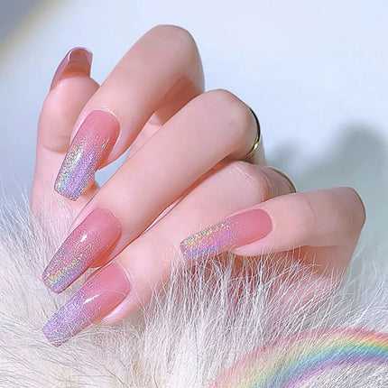 1pcs PSK 2025 Flash Versatile Rainbow Cat Eye Gel Nail Polish Popular Universal Rainbow Laser Crystal Cat Eye Nail Art Nail