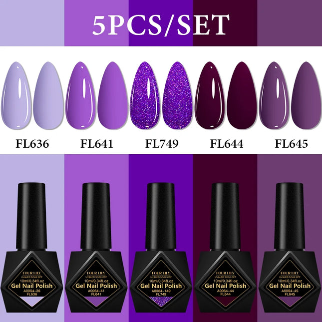 5pcs Coffee Brown Red Gel Nail Polish Set HEMA TPO FREE Semi Permanent Soak Off UV Gel Varnish Nail Supplies Manicure For Nails