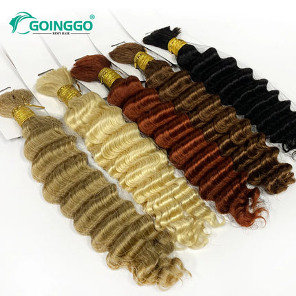 Pre-Colored Deep Wave Bulk Braiding Human Hair No Weft Remy Bulk Human Hair 14-28" Boho Curly Bulk Hair Extension Crochet Braids
