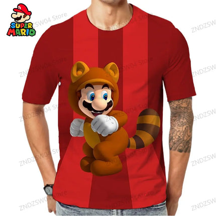 Mario 2024 Y2k Harajuku Style Men's Children's T-Shirt Quick Dry Parent-child Wear Tops Streetwear Fashion 110-6XL Oversize Man