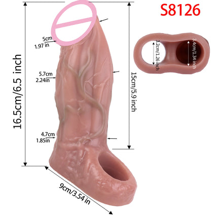SXXY Ultra Realistic Penis Sleeve Lifelike Hollow Dildo For Men Delay Ejaculation Male Penis Enlargement Sex Toys With Cock Ring