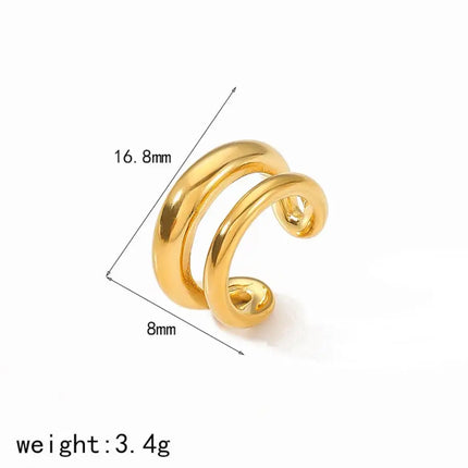 Hot Selling 18K Gold Color Stainless Steel Multilayer Ear Clip Waterproof Metal Unique Fashion Trendy Women Gift