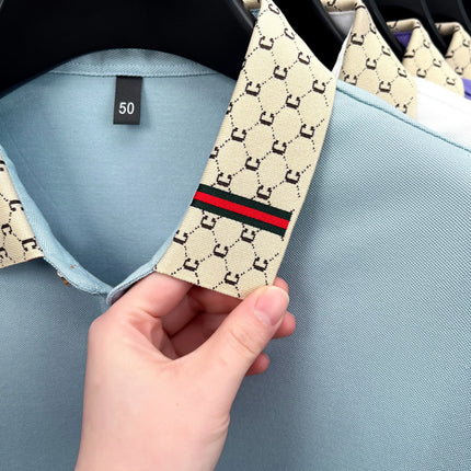 Personality Letter Jacquard Lapel Short Sleeve T-Shirt Men's High-End Brand Little Bee Embroidery Fashion Trend Summer Polo Shirt