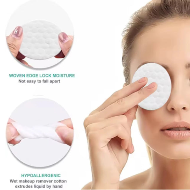 Round 100pcs/300pcs Cosmetic Cotton Pads Triple Sandwich Water-saving Wet Disposable Skin Care Pouch Makeup Remover Cotton Pads