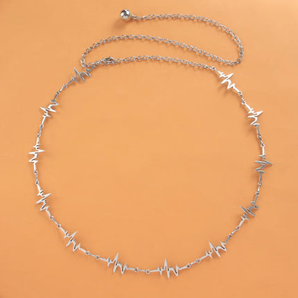 Bohemia Single-layer Lightning Shaped Alloy Waist Chain Street Photography Women's Body Chain Jewelry