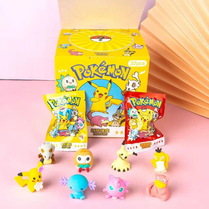 32Pcs Pokemon Pikachu Mystery Eraser Blind Bags Surprise Collectible Erasers Cute Cartoon Stationery for Student Prizes toy