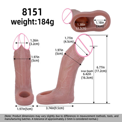SXXY Realistic Penis Extender Male Delay Ejaculation Cock Sheath Silicone Reusable Condon Sex Toys For Men Couples Sex Pleasure