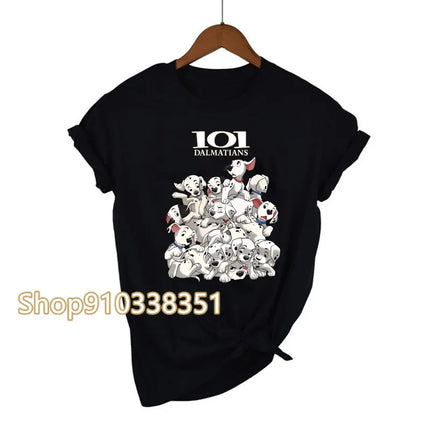 T-shirts Women Anime Tee Kawaii Animal Tshirt Dogs Graphic Cartoon 101 Dalmatian Short-sleeved Female Harajuku Clothes