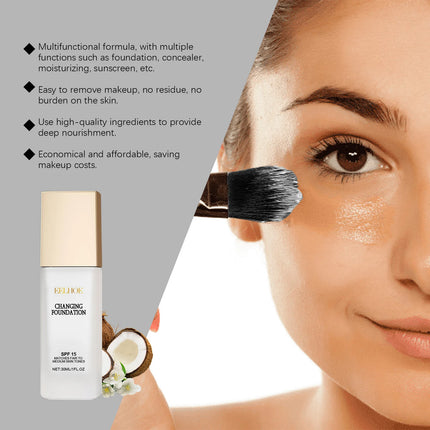 Colour Changing Foundation, Spf 15 Full Coverage Waterproof Makeup of The Face Brightening Mature Skin Foundation Cosmetics