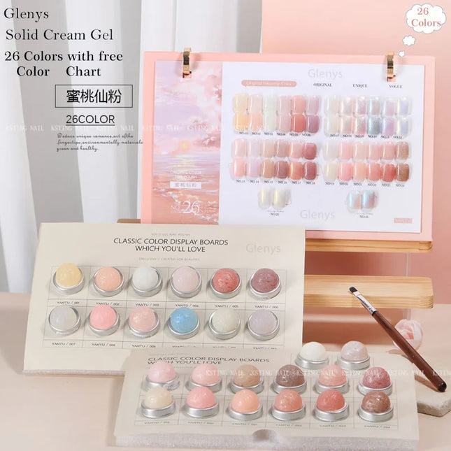 Glenys 26 color peach fairy powder solid gel full set of cream gel with professional color paint pen nail varnish gel set