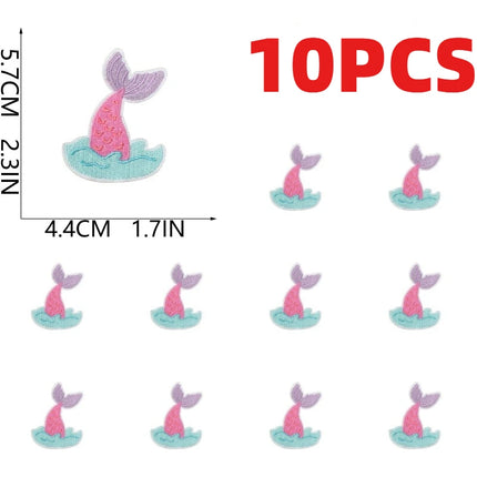 10PCS Bulk Small Fish Jellyfish Coral Embroidery Patches Cute Octopus Shell Seaweed Sticker For Ocean Bag Decoration Wholesale