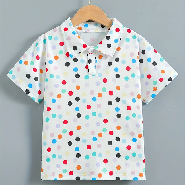 Cartoon Pattern Print Boys Girls Creative Polo Shirts Casual Short Sleeve Lapel Shirt Tops Children Clothes for Summer Outdoor