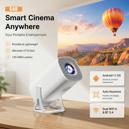 LINGLAN bestseller S40 native 4K HDMI Android projector, dual WiFi Bluetooth vertical portable LED smart home theater low noise