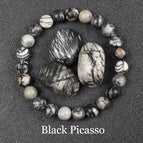 18 Black Picasso / 19cm-7.5inch / 8mm beads