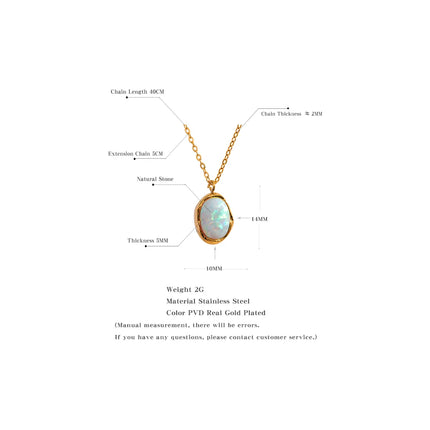 Yhpup Exquisite Stylish Processed Opal Stone Minimalist Small Chic Pendant Necklace 18k Gold Plated Jewelry for Women Gift