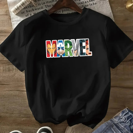 Marvel Kids' T-shirts, Superhero Avengers Print, High-quality Pure Cotton Summer Casual T-shirts for Boys and Girls