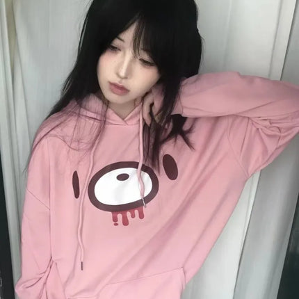Autumn Lazy Women Casaul Gothic Sweatshirt Y2k Aesthetic Japanese Cartoon Print High Street Hoodied Harajuku Punk Clothes