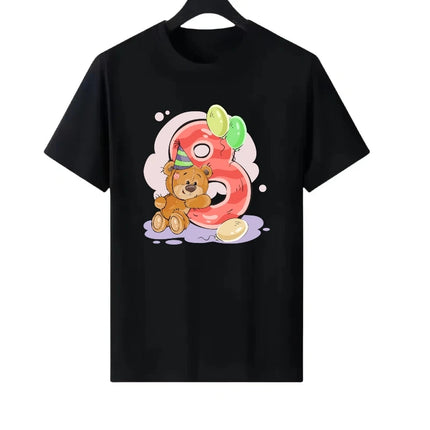 Letter Number Woman Family Round Neck Parent-child Clothing Loose Tops Unisex Comfort Y2k Short Sleeves T-Shirt Men Blouses