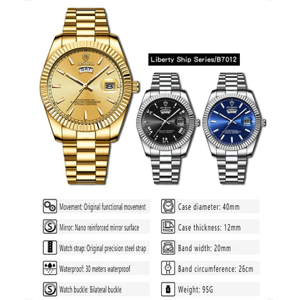 BINBOND Men's Quartz Watch Top Brand Sports Quartz Men's Watches Stainless Steel Waterproof Date Week Wristwatch Men Relogio