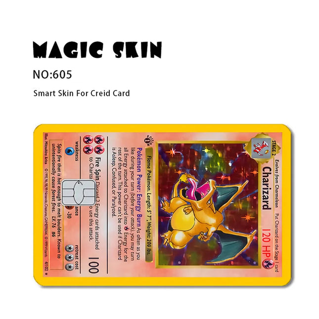 Pokemon Card Decals Credit Card Skin 2.5D HD Stickers Pikachu Game Card Decal Card Matte Film Skin Small Chip Waterproof Sticker