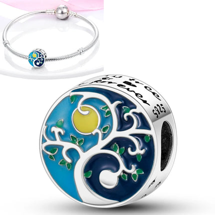 New 925 Sterling Silver Cactus Four Leaf Clover Charm Spring Green Series Bead Pendant For Original Beads Bracelet DIY Jewelry