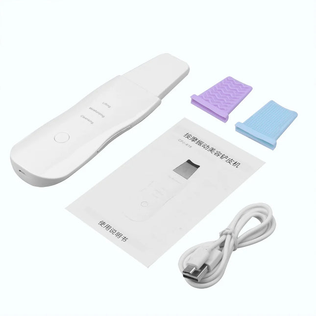 Ultrasonic exfoliator and blackhead remover, deep facial cleansing, ultrasonic ion pore cleaner.