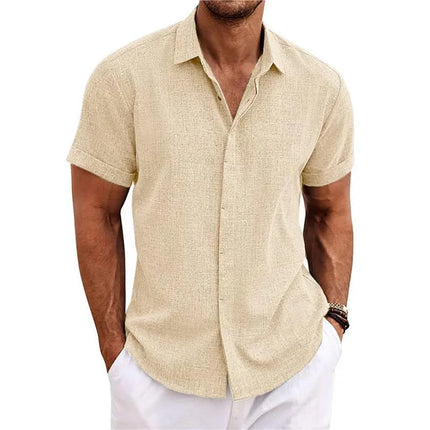Men's Cotton Linen Short Sleeved Shirt Summer Casual Camisas Harajuku Blusas Mens Shirts Fashion Tops Men Clothing Streetwear