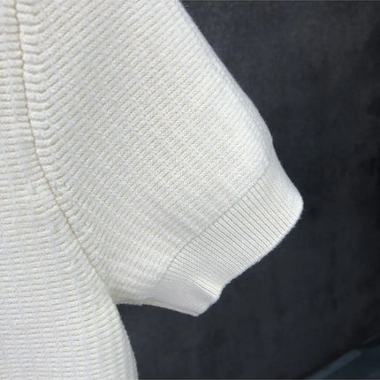 Men's Polo Neck Short Sleeve Knitted Sweater Slim Fit Summer Fashion Turn-down Collar Base Shirt Casual Style Pure Color
