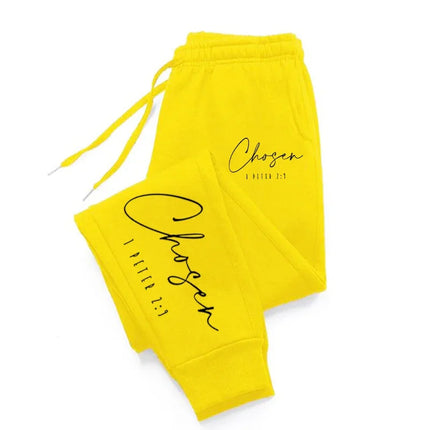 Chosen Letter Printed Sweatpant Woman Man Casual Long Pocket Outdoors Sweat Pants Comfortable Warm Fleece Jogger Couple Clothing