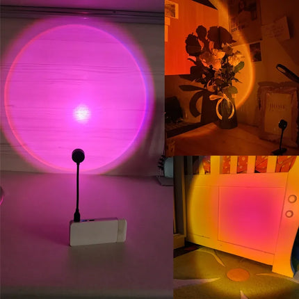 USB Sunset Lamp LED Rainbow Neon Night Light Projector Photography Wall Atmosphere sense Lighting For Bedroom Decoration Lamp