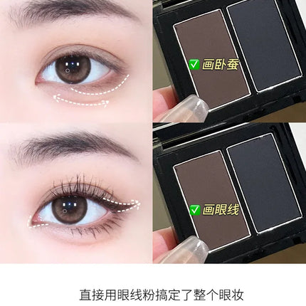 2 Color Eyeliner Powder Palette Matte Eyebrow Portable Longlasting Quick Dry Smooth Black Brown Eye Shadow Makeup Cosmetics 7g