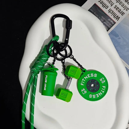 Dopamine Fitness Series Pendant D-shaped Buckle Detachable Barbell Plates Key Chain Bag Charm Creative Large Dumbbells Keyring