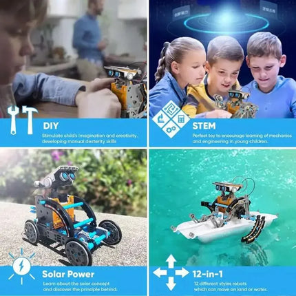 13 in 1 Solar Powered Robot Science Kit DIY Building Blocks Gift for Kids Electronic DIYs Creative Educational Assembly Toys