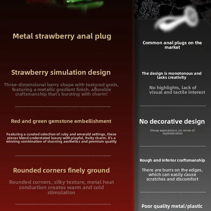1pcs, Strawberry shaped metal anal plug, butt plug, dildos, adult women toys, adult men toys, adult pleasure, sexual wellness