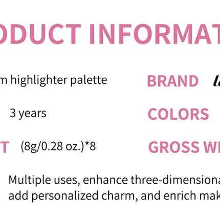 Case Cream Makeup Palette Set 8Colors/set Girly Room Accessories Makeup  Eye Shadow Palette Gift for Girl woman