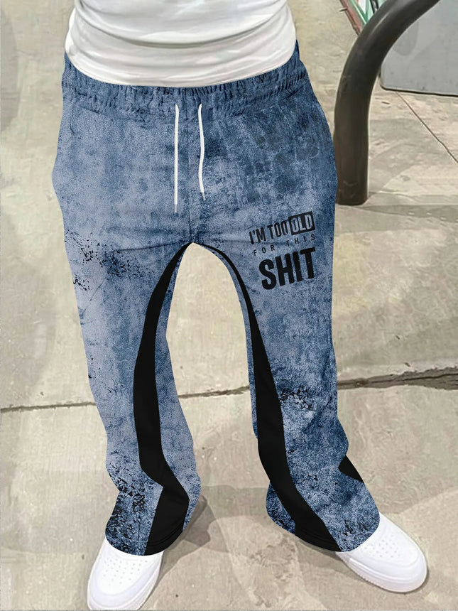 Y2k Flared Pants Men Loose 3D Casual Sweatpant Mid Waist Sporty Female Clothe Streetwear Hip Hop Vintage Artistic Graffiti Pants