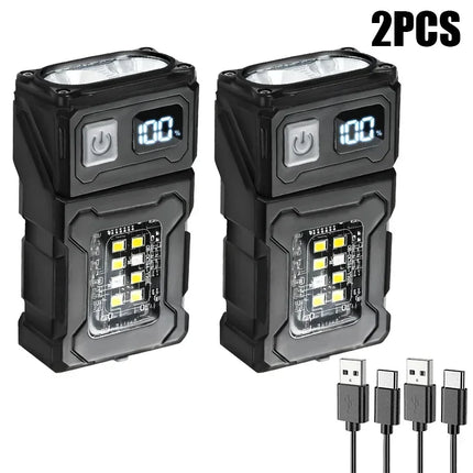 LED Mini Light USB Rechargeable Portable Work Light with Tail Magnet Outdoor Camping Fishing Lantern Side COB Emergency Torch