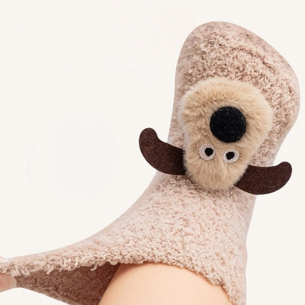 Thick Baby Socks For Autumn And Winter Newborn A-class Floor Socks Anti Slip Cartoon 3D Dog Warm Toddler Socks For Kids 0-3 Y