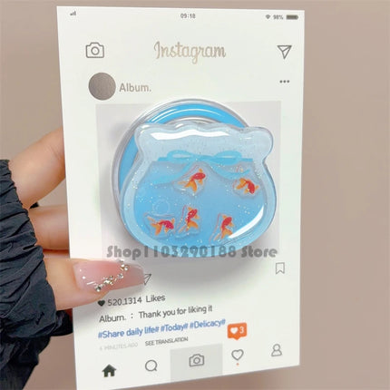 Korea Quicksand Shake Fish Tank Magnetic Holder Grip Tok Griptok Phone Stand Holder Support For iPhone For Pad Magsafe Smart Tok