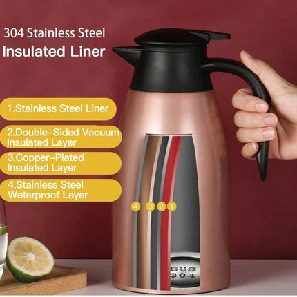 2L Thermal Coffee Bottle Stainless Steel Vacuum Flasks Office Hot Coffee Thermos Insulation Kettle Hot Water Thermos Pot