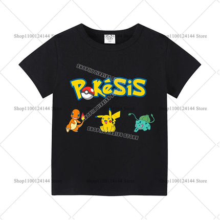 T-shirts for Men Women Anime Cartoon Pokemoned Fashion Couple Short Sleeved Shirt Male Female Summer Cotton Top Adults Clothes