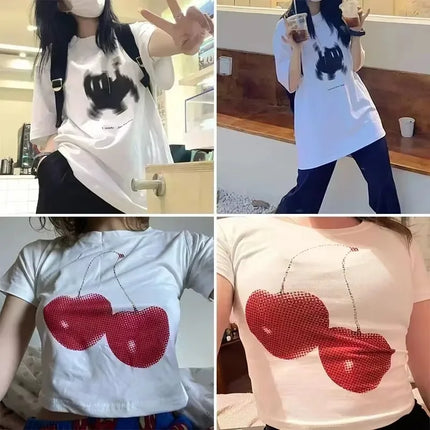 Stylish Women's Letter Print T-Shirt White Short Sleeve T Shirt Graphic Top Ladies Basic Clothing Women 90s Trend New Female Tee
