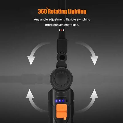 Rechargeable LED Flashlight 4lighting Modes Work Light with Tail Magnet Torch Hook Tent Light for Outdoor Camping Lantern