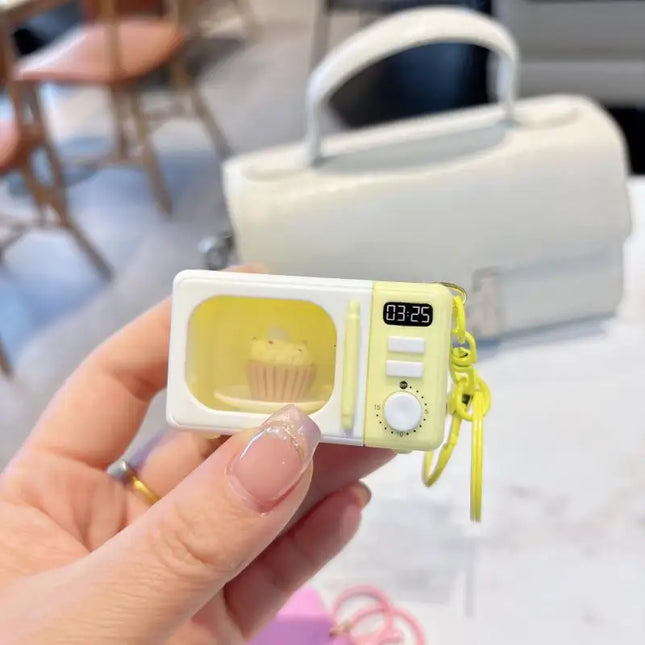 LED Appliance Charm Simulation Microwave Keychain  - Cute Mini Light-Up Kitchen Toy Funny Gift for Food Lovers